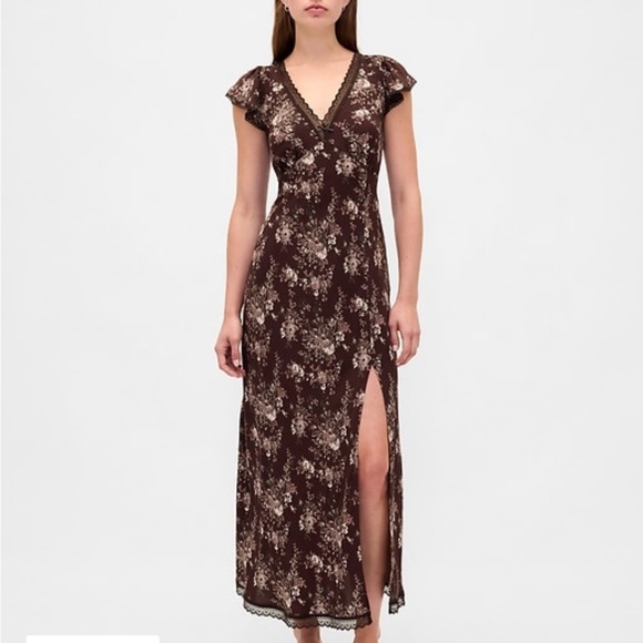 GAP Dresses & Skirts - GAP Floral Chocolate Maxi Dress